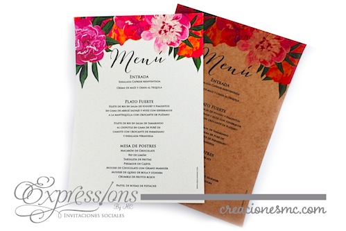 Menu floral Expressions Invitaciones - Complementos de tarjetería