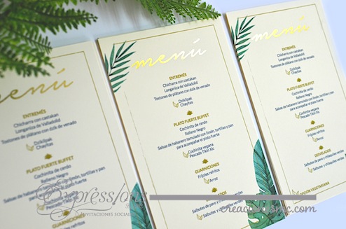 expressions invitaciones menu con foil gold - Complementos de tarjetería