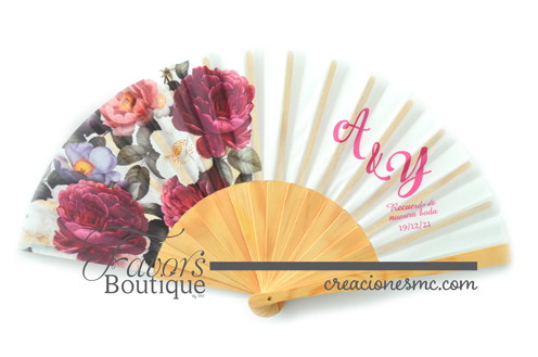 creaciones mc abanicos boda flores vino - Abanicos Personalizados
