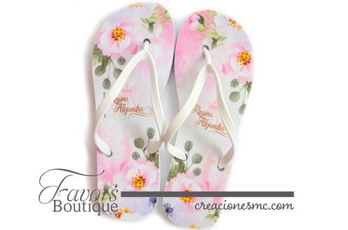 creaciones mc sandalias personalizadas xv anos flores rosa y lila - Sandalias Personalizadas