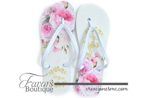 creaciones mc sandalias personalizadas xv anos flores rosadas - Sandalias Personalizadas