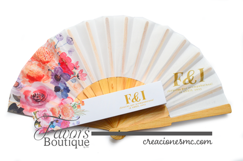 creaciones mc abanicos personalizados boda flores colores vibrantes - Abanicos Personalizados