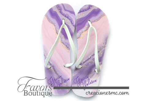 creaciones mc sandalias para eventos xv anos lila y rosa marmol - Sandalias Personalizadas